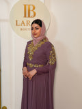 Caftan with Golden Embroidery - Dusty Mauve