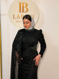 Eve Dress with Pearl Shawl - Black