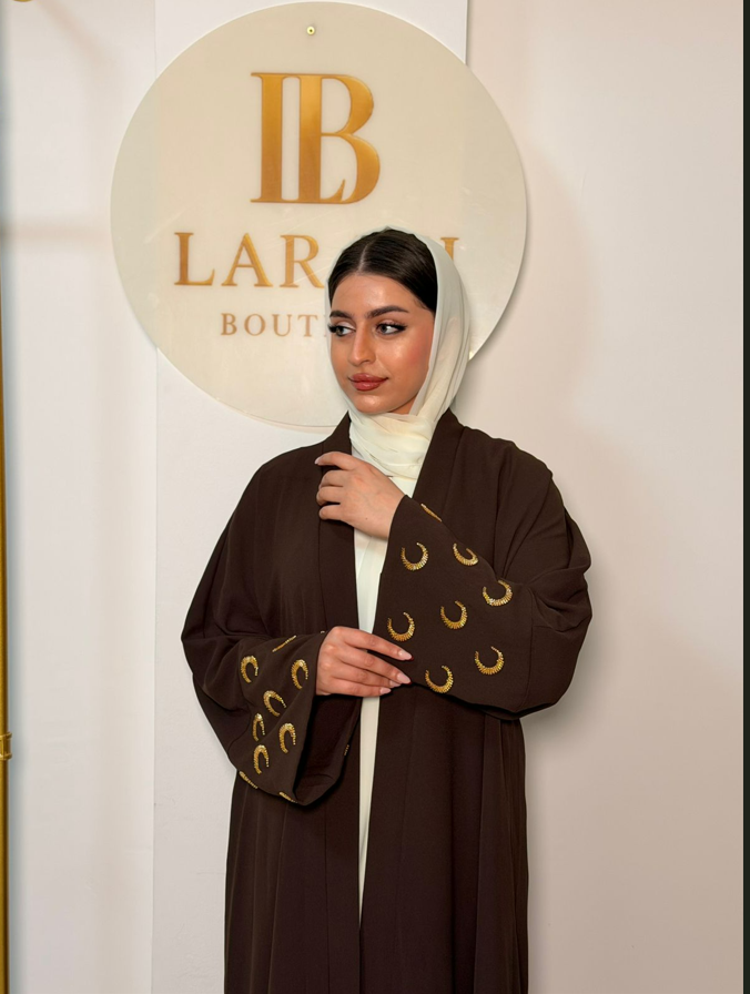 Brown Gold Abaya - 2 Piece Set
